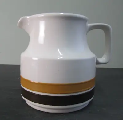 Buy Vintage Jug By Carrigaline Pottery Ireland Banded Striped Orange And Brown • 9£