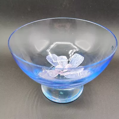 Buy Vintage Caithness Glass Bowl Handcrafted Pink Blue Flower Magnolia Tranquility • 41.43£