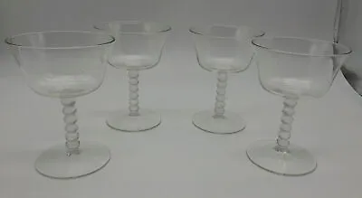 Buy 4 X Victorian / Edwardian Champagne Glasses With Candy Twist Stems • 35£