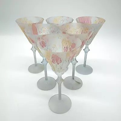Buy X6 Rueven? Art Nouveau Frosted Hand Decorated Drip Martini/Cocktail Glasses • 59.99£