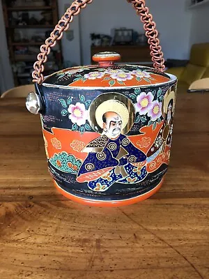Buy Vintage Satsuma Ware Biscuit Barrel Jar Japan Hand Painted Gilt Brown Orange 11  • 45£