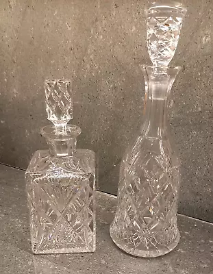 Buy 2x Quality Numbered Scottish Hand Cut Lead Crystal Decanters Whisky & Sherry • 125£