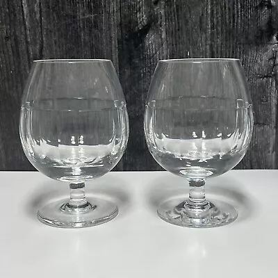 Buy Pair Royal Brierley ETON Faceted Band Footed Crystal Glass Brandy Snifters • 29.22£