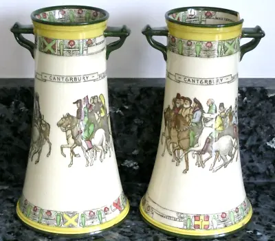 Buy Royal Doulton Antique Pair Canterbury Pilgrims Seriesware D3188- 2 Handled Vases • 50£