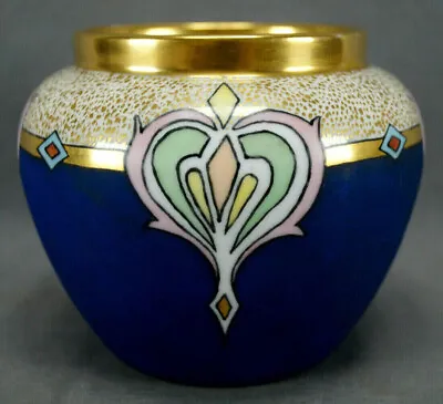 Buy Hutschenreuther Hand Painted Art Deco Multicolor Gold Matte Blue Vase Circa 1915 • 142.25£