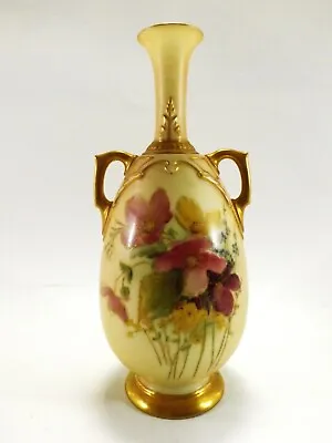 Buy Large Royal Worcester Vase Shape Number 1762 Dated 1910 / Wild Flowers Ref 556/3 • 52£