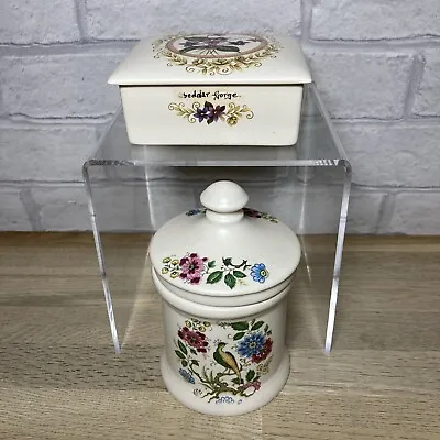 Buy Set Of 2 Vintage Purbeck Pottery Swanage Jar With Lid And Trinket Box  England • 9.99£