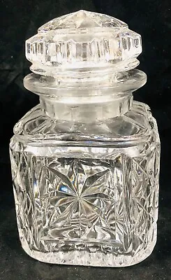 Buy English Cut Glass Crystal Square Jar With Glass Lid 11cm • 21.24£