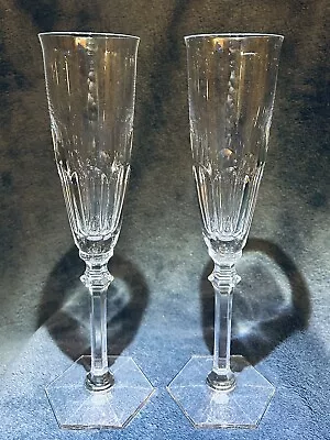 Buy Pair Baccarat Harcourt Eve Champagne Flutes 35 Years 9.75”H • 335.66£