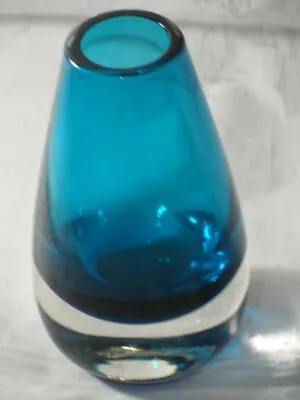 Buy WHITEFRIARS? MURANO? KINGFISHER? BLUE CASED TAPERED GLASS VASE 12cms HIGH VGC   • 17.99£