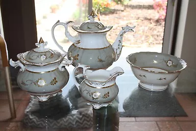 Buy Antique Georgian Rockingham Teapot Milk Jug Slop Bowl Sucrier • 55£