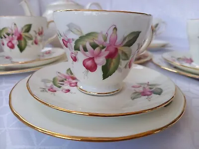 Buy Duchess Fuchsia Bone China Tea Set, 5 Trios & Teapot. • 29.99£