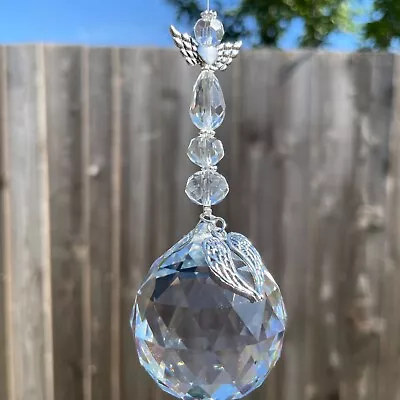 Buy New Glass Crystal Sphere Angel Wing Sun Catcher Mobile Memorial Loss Protection • 14.25£