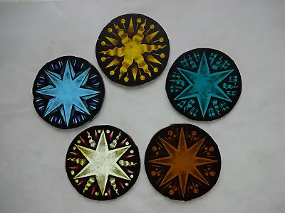 Buy Stained Glass Beautiful STARSHand Painted Kiln Fired Diameter- 65mm Antique St • 22.99£