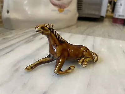 Buy Vintage Small Brown Glaze Sculpted Clay Pottery Horse Figurine, Ornament • 12.99£