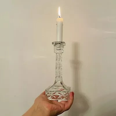 Buy Vintage Cut Glass Candle Stick Holder H20cm • 11£