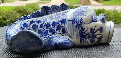 Buy Vintage Blue Fish Carp Koi Pottery Wall Pocket Vase 10”x8 X4  • 11.56£