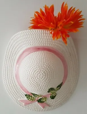 Buy Ceramic Wall Pocket Hanging Ladies Hat Pinkribbon 7.5  Monogram CJ • 10£