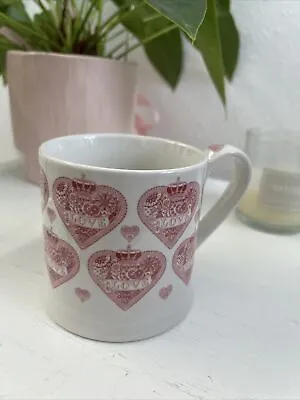 Buy Queens Made With Love Tankard Style Fine China Mug Pink & White Hearts B106 • 10£
