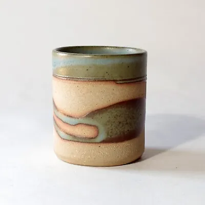 Buy ALAN BROUGH Studio Pottery, Cornwall: Small Stoneware Pot With Blue/Green Splash • 9.99£