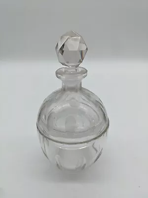 Buy Antique Hand Cut Glass Perfume & Powder Bottle Victorian ? Thumb Print Cut • 5.99£