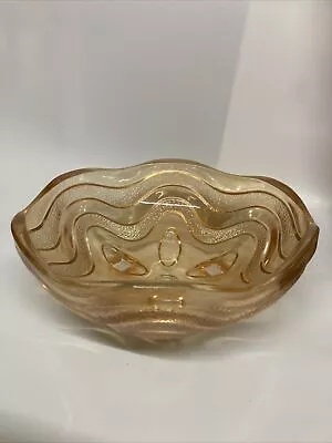 Buy Beautiful Decorated Fruit Bowl Glass Golden/Peach Colour • 12£