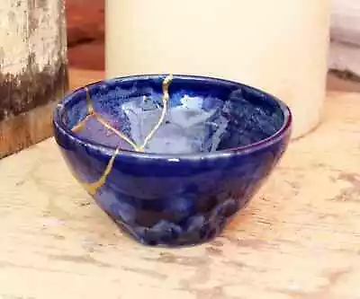 Buy Kintsugi Bowl Wabi Sabi Japanese Ceramic Blue • 65.09£