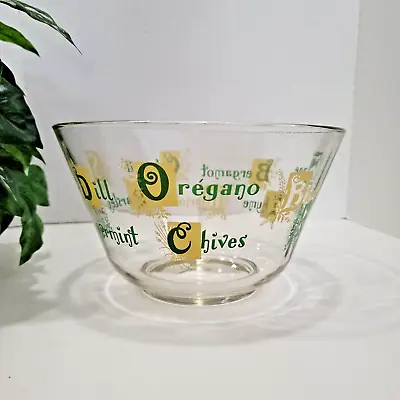 Buy Vintage Clear Glass Salad Bowl With Printed Spice Motif MCM Kitsch Kitchen • 34.02£