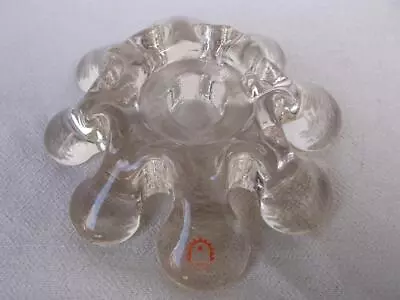 Buy Beautiful Vintage Finnish Humppila Glass Candle Holder . With Label . Ma6 • 19.99£