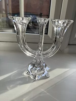 Buy Villeroy & Boch 3 Arm Candelabra Lead Crystal Clear Glass Taper Candle Used • 25£