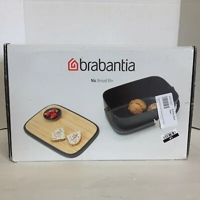 Buy Pottery Barn Brabanitia Bread Box Serving Bamboo Lid Kitchen Storage Dark Gray • 45.51£