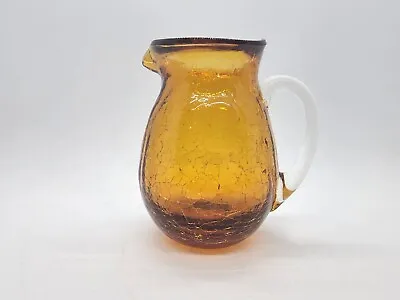 Buy Crackle Glass Mini Pitcher Brown Applied Clear Handle • 5.68£