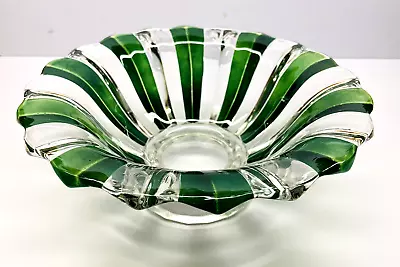 Buy Vintage Clear With Green Glass Pedestal Centerpiece Bowl 11  • 52.18£