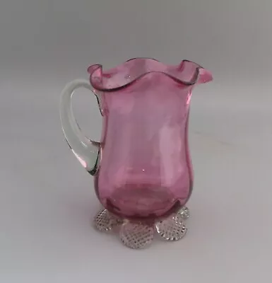 Buy Small Victorian Cranberry Creamer / Milk Jug With Applied Feet • 14.99£