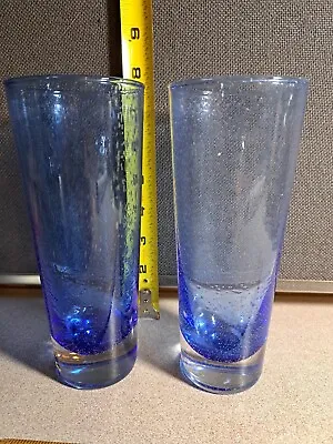 Buy Cobalt Blue Controlled Bubble Drinking Glasses Thick Base 7.25in #2392L220 • 22.68£