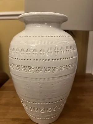 Buy Beautiful Large Italian Aldo Londi Bitossi Pottery White Vase Pier One 12” Tall • 175£