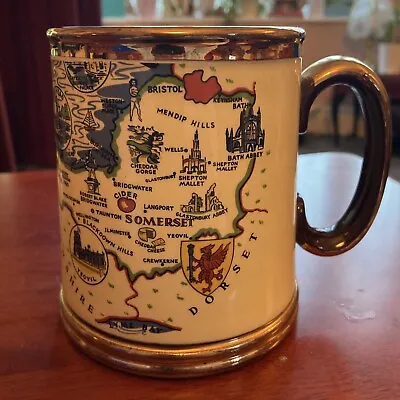 Buy Vintage Gibsons Staffordshire Pottery Somerset/Devonshire Map Decorated Mug • 5.99£