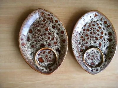Buy FOSTERS POTTERY CORNWALL X2 HONEYCOMB PATTERN BROWN CRUDITE PLATE VINTAGE • 5.99£