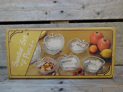 Buy Vintage Retro Co. Vetro Set Of 6 Glass Sundae Dessert Dishes Boxed NOS Prop • 16.11£