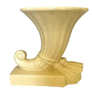 Buy Vintage McCoy Cornucopia With Tassels Trumpet Vase In Yellow 1940’s Vintage EUC • 24.75£