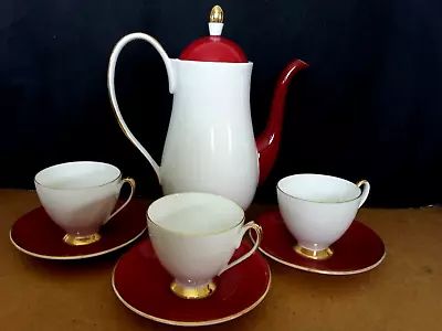 Buy Vintage Queen Anne Bone China Coffee Pot 3 Cups Saucers England • 34£
