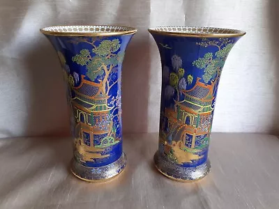 Buy Carlton Ware : Wiltshaw And Robinson : Blue Vases : Mikado Pattern : Art Deco • 85£