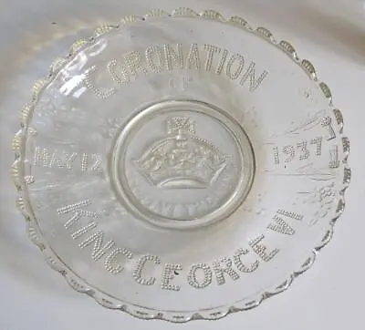 Buy King George VI Vintage 1937 Coronation Glass Dish Plate • 12.99£
