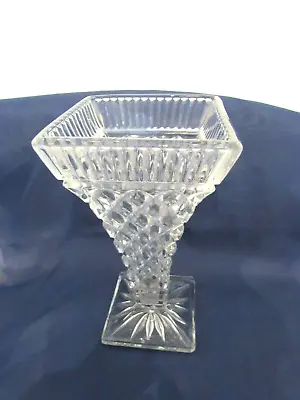 Buy VINTAGE Heavy Footed Textured Clear Glass Vase 8.2  Tall • 13£