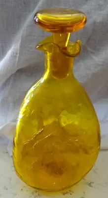 Buy Rare Vintage Mcm Yellow Cadmuim Crackel Glass Blenko Kluk Klug Handblown • 241.04£