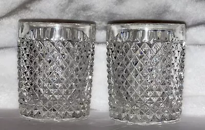Buy Set Of 2 Vintage Heavy Crystal Glasses Tumblers Diamond Pattern 3.5 Inches Tall • 38.35£