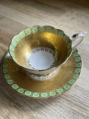 Buy Stunning ROYAL STAFFORD Gold & Green #8598 Porcelain Collectors Tea Cup & Saucer • 20£