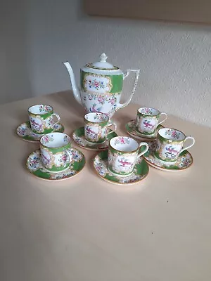 Buy Antique Mintons Cockatrice Green Demitasse China Coffee Set • 46£