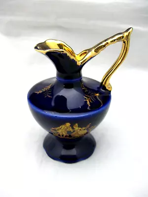Buy Miniature Limoges Ewer Pitcher - Cobalt Blue And Gold - Made In France • 25.62£