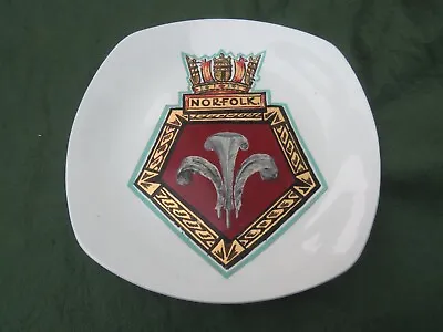 Buy Vintage China Midwinter Plate With Hms Norfolk Plaque Hand Painted • 19.99£